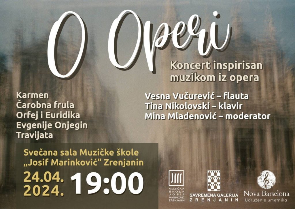Концерт „О опери“ проф. Весне Вучуревић (флаута) и проф. Тине Николовски (клавир)